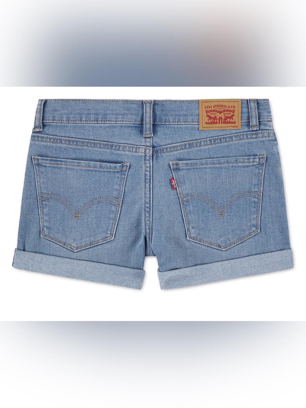 Levi's Light Blue Denim Rolled-Hem Kids Shorts - Picture 2 of 12